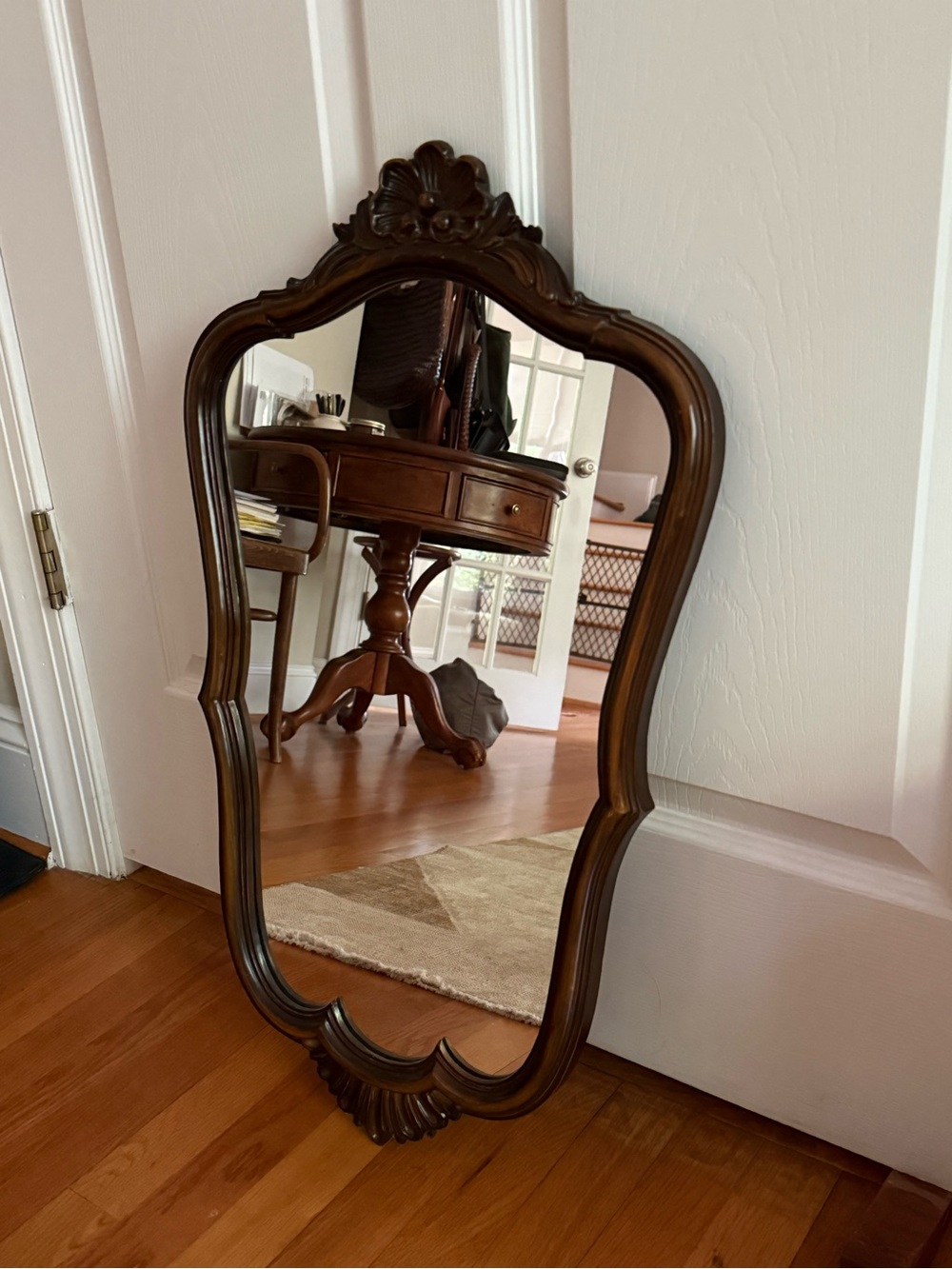 Vintage Wall Mirror in Dark Brown Frame
